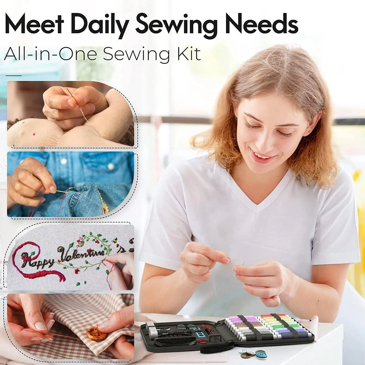 Portable Travel Sewing Kit with Storage Box