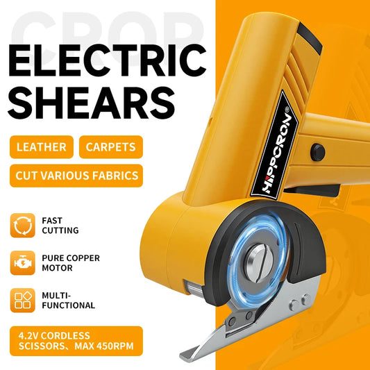 Hippcron Cordless Electric Fabric Scissors – 4-Speed Adjustable, 450RPM Mini Cutter for Fabric, Leather & Carpet